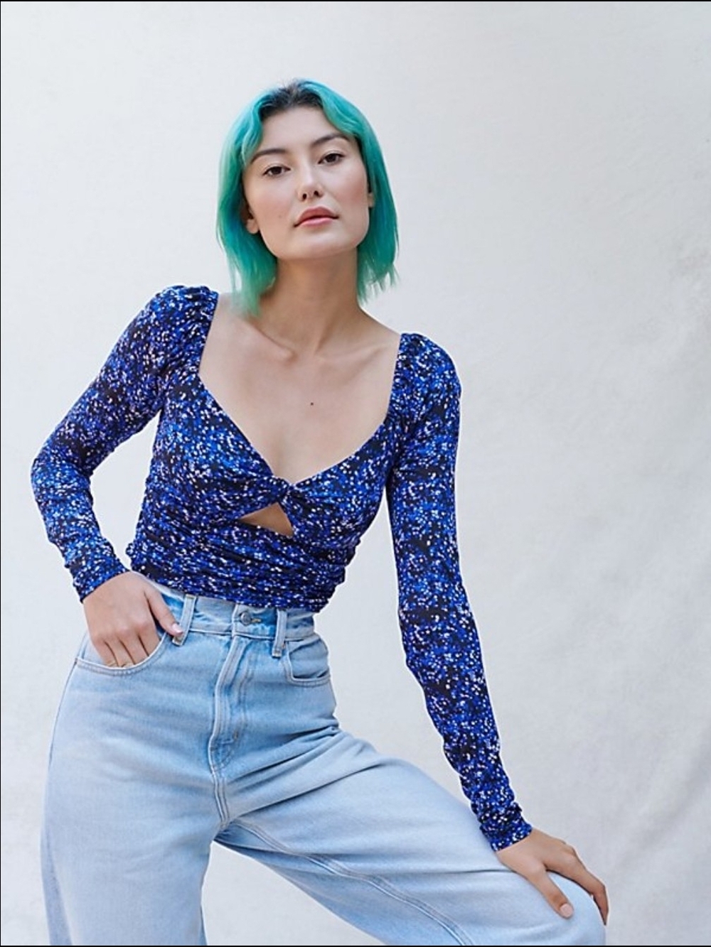 Twist-Front Long Sleeve Top